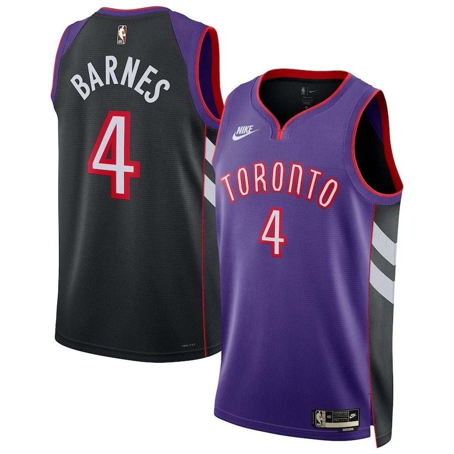 Men Toronto Raptors #4 Barnes Purple Season Throwback Nike 2025 NBA Jersey->->NBA Jersey